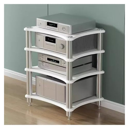 Living Room/Small Spaces Audio Component Rack Tower Media Stereo Stand Equipment Shelves, Heavy Duty Modern HiFi Audio Racks Stereo Rack System, White-4 Tier - color: White, size: 4 tier