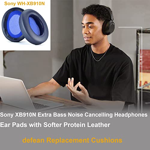 Defean Blue Earpads for Sony WH-XB910 XB910N(NO fit WH-H910N) | Replacement Ear Cushions for Sony WH-XB910 XB910N Headphones,High-Density Noise Cancelling Foam - color: Blue
