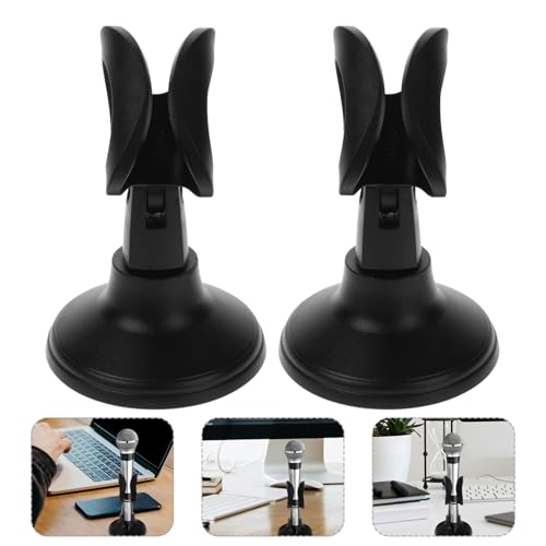 2pcs Adjustable Microphone Stand with Round Base Easy to Use Desktop Mic Stand for Home Studio Office to Use Box