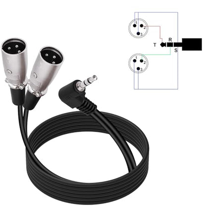 3.5mm TRS to XLR Male Microphone Y Splitter Cable 1.8M | 90 Degree 1/8 inch to Dual XLR Audio StereoPatch Cord,for Microphone Mixer Speaker Amplifer - style: male
