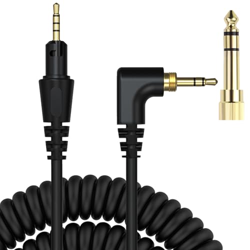 Replacement HDJ-CUE1 Audio Cable Coiled Cord Compatible with Pioneer DJ HDJ-CUE1, HDJ-X5, HDJ-X7, HDJ-S7 Headphones with 6.35mm Adapter