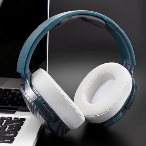 SOULWIT Replacement Earpads for Skullcandy Hesh 3/ANC/Evo & Crusher Wireless/540/ANC/Evo & Venue ANC Over-Ear Headphones, Ear Pads Cushions with Protein Leather, Noise Isolation Foam - White - color: White
