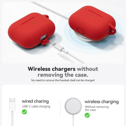 Ljusmicker for AirPods Pro 3 Case 2025 with Cleaner Kit,Deep Red | Soft Silicone Protective Cover for Apple AirPod Pro 3rd Generation Case with Keychain for Women Men,Shockproof - color: B1-Deep Red