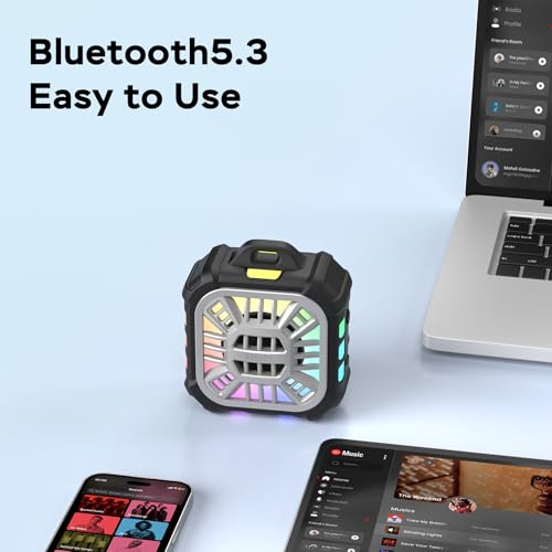 INSMY Shower Speaker IP67 Waterproof Bluetooth Speakers, Portable Small | Multi Sync 100+ Speakers, Big Volume Booming Bass, 24H Playtime,Floatable,RGB Lights for Outdoor Kayak Beach (Black) - color: Black