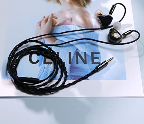 Linsoul Tripowin Zombur 4N OFC in Ear Monitor Cable, 3.5mm Plug, 1.25m | High Purity Oxygen Free Cable HiFi Wired IEM Cable, Cotton Yarn Outer Layer, for Musician Audiophile, w/ Mic, Recessed 2pin - size: Recessed 2-Pin, style: With Mic