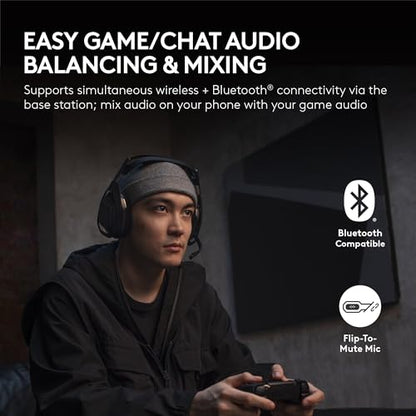 Logitech G Astro A50 X Multi-Platform Wireless Gaming Headset - Black | For PS5, Xbox, PC, Switch - PLAYSYNC Video & Audio Switcher, HDMI 2.1 4K 120Hz VRR, 24bit/48kHz, <24hr Battery, 2.4GHz & BT - color: Black, style: PLAYSYNC Video & Audio