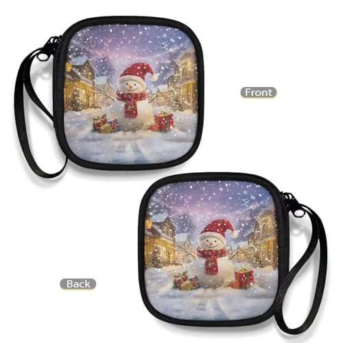 Christmas Snowman Earbud Case Earphone Carrying Case Cell Phone Accessories Storage Bag with Handle for Earphone,Flash Drive,Charging Cable, Key Wall Charger - color: Christmas Snowman