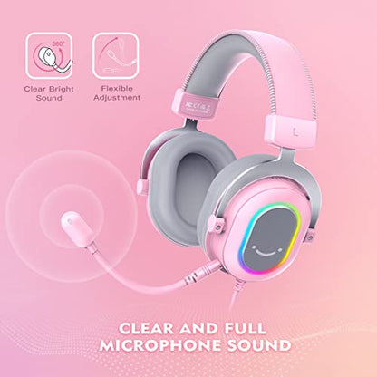FIFINE Streaming Gaming USB Microphone Kit and PC Gaming Headset with 7.1 Surround Sound,Condenser RGB Mic,Plug and Play,Computer RGB Over-Ear Headphones for PS4/PS5,for Streaming/Game Voice(A6TW+H6P)