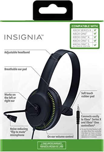 Insignia - Wired Chat Headset for Xbox Series X | S and Xbox One - Black/Green
