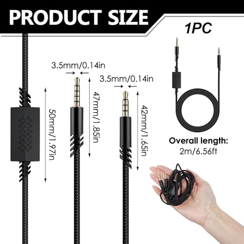 Detachable Gaming Headset Cable Replacement, 3.5mm(1/8") Nylon Braided with Inline Mute Switch Volume Headset Cable Compatible with Astro (Type 4)