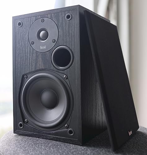 Audio Express Koe’ B102 – 100 Watt Home Theater, Passive Bookshelf Speakers (Pair) Hi-Res Audio, Excellent Response, HiFi, Satellites, Includes SPL/Freq Graph, Wall-Mountable, Black