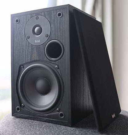Audio Express Koe’ B102 – 100 Watt Home Theater, Passive Bookshelf Speakers (Pair) Hi-Res Audio, Excellent Response, HiFi, Satellites, Includes SPL/Freq Graph, Wall-Mountable, Black