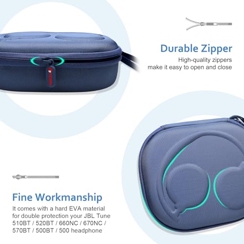 XANAD Hard Case for Bose QuietComfort, QC Ultra, QC 45, QC 35, QC45 SE, QC SE or Skullcandy Crusher Evo, Hesh ANC, Hesh Evo, Crusher ANC 2, Crusher, Riff 2 Noise Headphones（Outer Blue+Inner Blue） - color: Outer Blue+Inner Blue