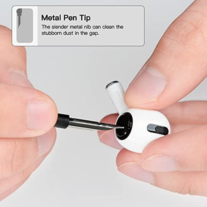 PZOZ Cell Phone Cleaning Kit for AirPods Pro/Pro 2nd/iPhone, 3 in 1 Cleaner Tool Accessories fit for Headphone, iPad Jack Lens, Charger Port Hole Plug, Speaker, Earbuds, Samsung Earphones (White)