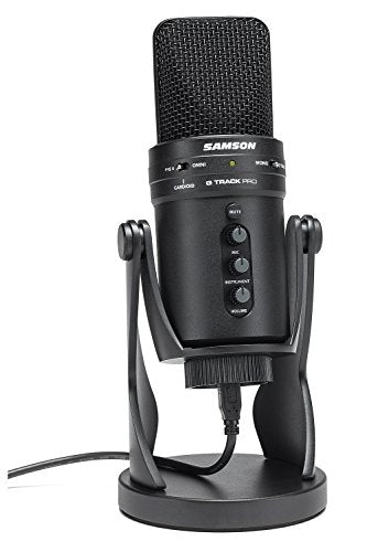 SAMSON G-Track Pro Professional USB Condenser Microphone with Audio Interface | 24-bit/96kHz USB microphone with instrument input and mixer for musicians, podcasters and streamers - color: Black