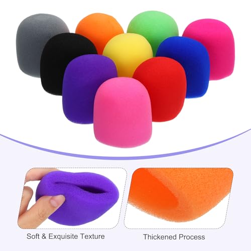 MECCANIXITY 10pcs Microphone Foam Covers, 40mm (1.57") ID 10mm (0.39") Thickness Microphone Windscreen Foam Cover for Most Handheld Microphones, Purple - color: Purple