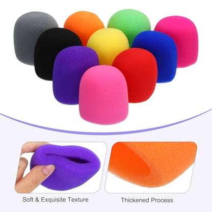 MECCANIXITY 10pcs Microphone Foam Covers, 40mm (1.57") ID 10mm (0.39") Thickness Microphone Windscreen Foam Cover for Most Handheld Microphones, Pink, Purple - color: Pink, Purple