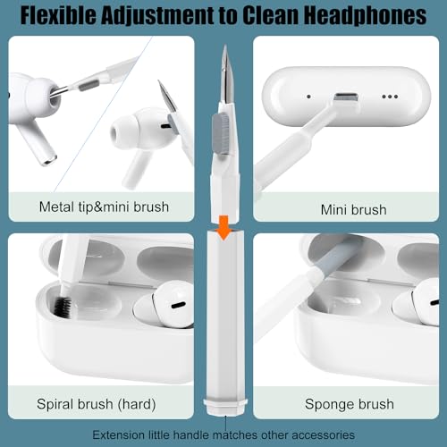 VICHYIE 20 in 1 Multifunctional Cleaner Kit for Electronic Devices (White) | Keyboard Cleaning Brush, Headphones Cleaner Kit for AirPods, Multi-Tool for Cleaning Laptop, Earbuds, Camera, Cellphones - color: White