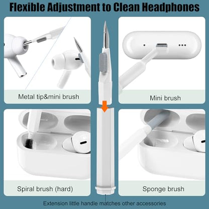 VICHYIE 20 in 1 Multifunctional Cleaner Kit for Electronic Devices (White) | Keyboard Cleaning Brush, Headphones Cleaner Kit for AirPods, Multi-Tool for Cleaning Laptop, Earbuds, Camera, Cellphones - color: White