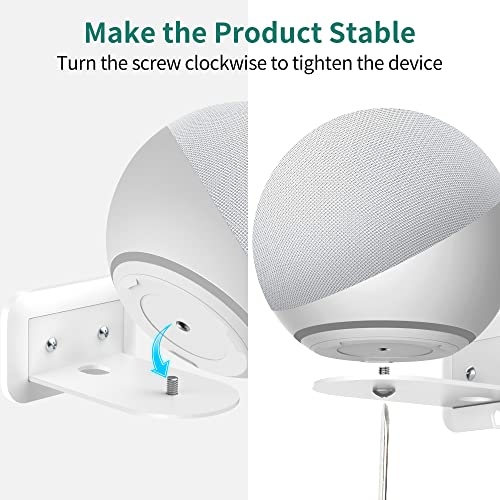 HomeMount Metal Wall Mount for Google Nest Mini & 4th Gen - Speaker Wall Mount Holder with Cable Management to Hide Messy Wires Space-Saving Accessories(White)