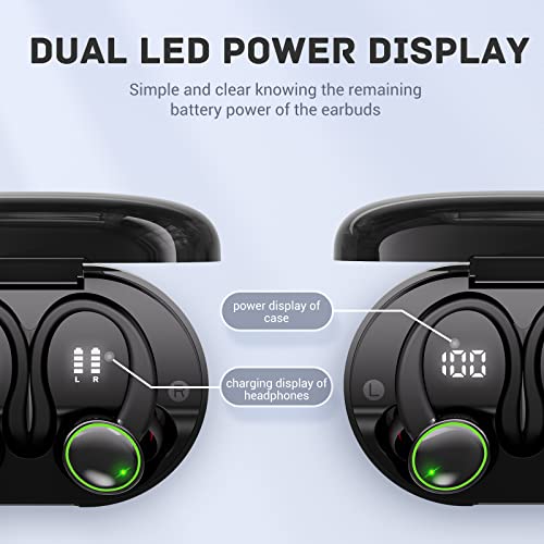 for TCL Revvl 5G Bluetooth 5.3 Headphones 3D Stereo with Earhook, 40H Touch Control Over Ear Headphones, IP7 Waterproof Earphones Built-in Mic for Running Workout Sport