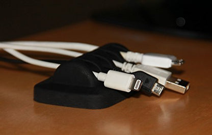 Desktop Cable Organizer, Weighted, Eco-Friendly Silicone, No Bad Smell, Bundled with 4 Reusable Cable Ties (Black) - color: Black, Small