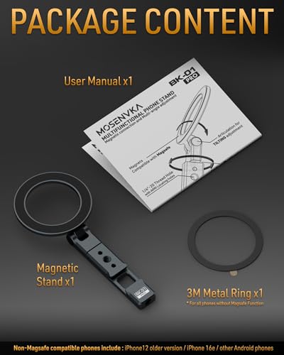 MOSENVKA Magnetic Phone Tripod Mount With 1/4" Hole&Cold Shoe,Foldable Travel Phone Stand Smartphone Tripod Adapter for iPhone Cell Phone Stand Holder for Desktop Video Live Streaming Vlogging Filming