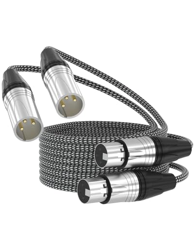 Braided XLR Cables 10ft 2 Pack, Short XLR Cables, XLR Male to Female 3-Pin Balanced Shielded Audio Cables for Mic Mixer, Recording Studio, Podcast, Microphone, Speaker Systems, 10 Feet - size: 10 Feet, style: 2-Pack