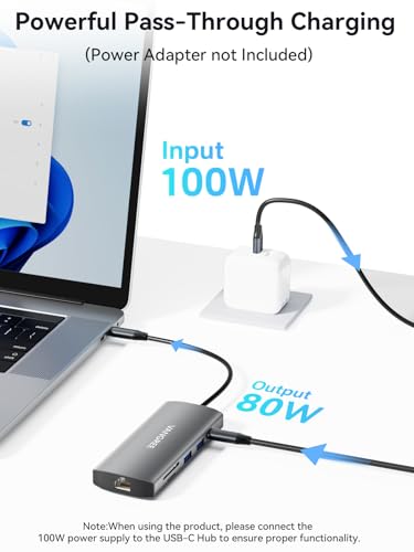 10Gbps USB C Hub with Dual 4K@60Hz USB-C Displayports for Laptop | 10-in-1 USB C Splitter, 2*USB-A & 2*USB-C 3.2, 1Gbps Ethernet, 100W PD, SD/TF, dual monitor adapter for MacBook,Samsung,Dell