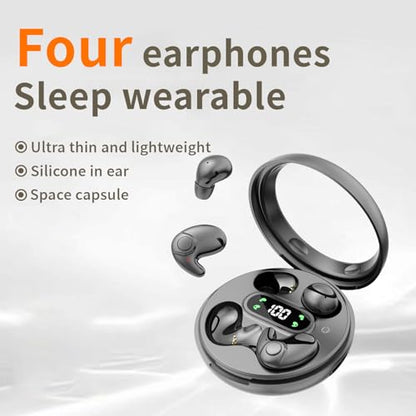 Earbuds,Mini Invisible Sleep Earbuds,Bluetooth 5.4 Ultra-Stylish Headphones for Sleep,Comfortable Blocking Noise,2-Pack Small mini Invisible Wireless Earbuds for Sleeping (Black) - color: Black