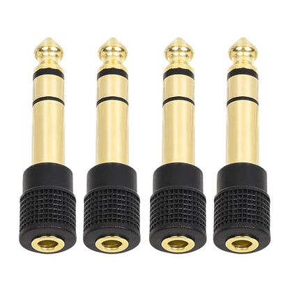 Aqdocvf 4‑Pack 3.5mm to 1/4" Adapter, Upgrade Headphone Jack Adapter | 1/4" to 3.5mm Stereo Headphone Adapter Gold‑Plated for Aux Cable, Headphones, Piano, Drums, Amp Adapters - color: Copper Gold-plated
