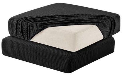 Hokway Stretch Couch Cushion Slipcovers Reversible Cushion Replacement Slipcovers Sofa Cushion Covers(Carbon Black, 2 Pieces) - color: Carbon Black, size: Small (2 Pieces)