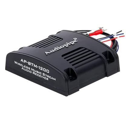 Audiopipe Marine 무선 음악 스트림 오디오 수신기 (AP-BTM-1200), Blutooth 5.0 어댑터, RCA 스테레오 출력, 해양, ATV, UTV, 골프 자동차, 홈 뮤직에 적합