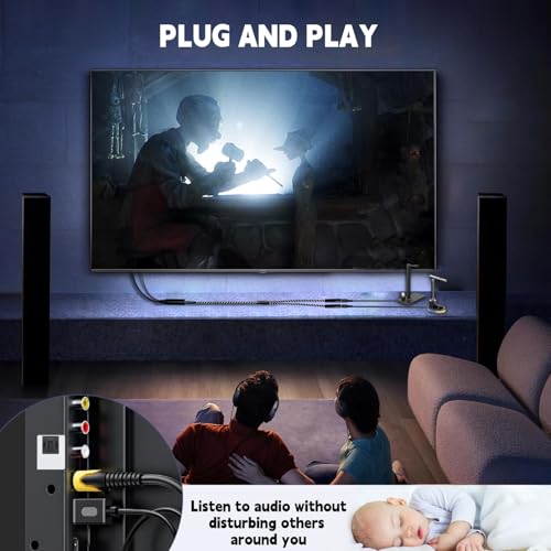 192KHz DAC Optical to Dual 3.5mm Converter,Optical Audio Cable to AUX Cable Adapter,Digital to Analog Audio Converter for HDTV DVD Set-top Boxes (from O-ptical to Dual 1/8 Only) Aux Cable - 2.8FT - size: 2.8FT