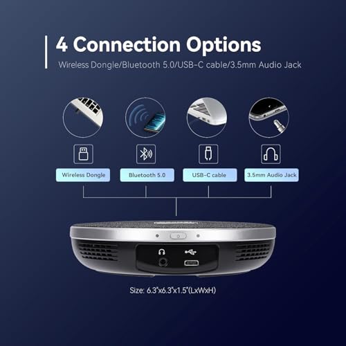 TONGVEO 4K AI Auto Tracking PTZ Conference Camera System with Bluetooth Speakerphone & Microphone, 20X Optical Zoom, USB3.0 HDMI LAN PoE Power Camera for Church Worship, Meetings, Streaming - color: Onyx