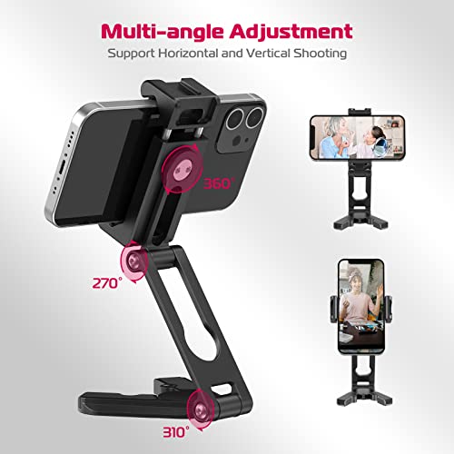 ULANZI Phone Tripod Mount 2 Cold Shoes & Arca Port | HP004 Metal 360° Smartphone Tripod Adapter for iPhone, Cell Phone Tripods Grip Stand Holder for Desktop Video Live Vlog