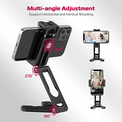 ULANZI Phone Tripod Mount 2 Cold Shoes & Arca Port | HP004 Metal 360° Smartphone Tripod Adapter for iPhone, Cell Phone Tripods Grip Stand Holder for Desktop Video Live Vlog