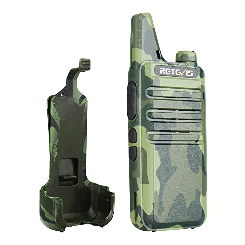Retevis RT22 Lightweight Walkie Talkies Long Range with Earpiece (2 Pack) - color: Camouflage