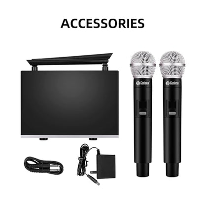D Debra Wireless Microphone System UHF UBR-102 with Cordless Handheld Lavalier Headset Mics, 260ft Range, Suitable for Church, Lectures, Karaoke, Weddings, DJ, and Bars(2 Handheld) - size: 2 Handheld