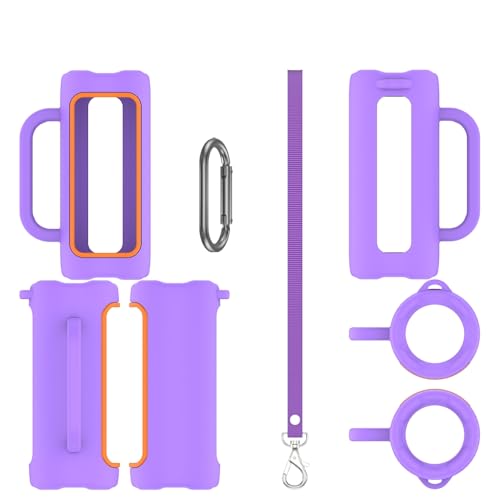 Silicone Case Cover for JBL Grip Portable Bluetooth Speaker, Soft Protective Sleeve Skin Travel Protective Carrying Case Storage Holder with Carabiner and Shoulder Strap (Purple) - color: Purple