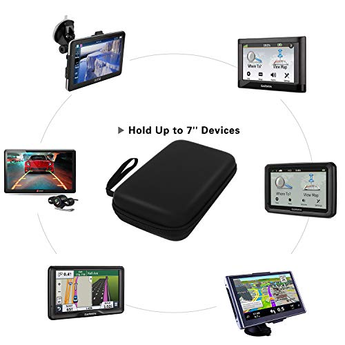 MoKo 7-Inch GPS Carrying Case for Garmin, Tomtom & Magellan, Black | Shockproof EVA Shell, Soft Velvet Lining, Elastic Strap, Mesh Pocket Storage, Zipper Closure for Travel Protection