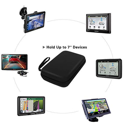 MoKo 7-Inch GPS Carrying Case for Garmin, Tomtom & Magellan, Black | Shockproof EVA Shell, Soft Velvet Lining, Elastic Strap, Mesh Pocket Storage, Zipper Closure for Travel Protection