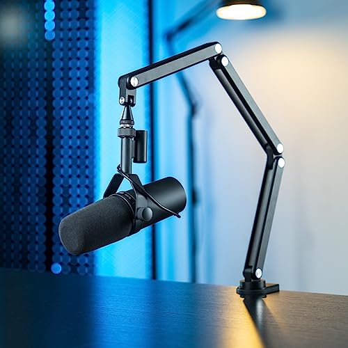 FULAIM Boom Mic Arm, 360° Rotatable, Adjustable & Foldable Desk Microphone Arm Stand, Sturdy Aluminum Alloy Mic Arm for Podcast, Video, Gaming, Meeting, Radio, Studio