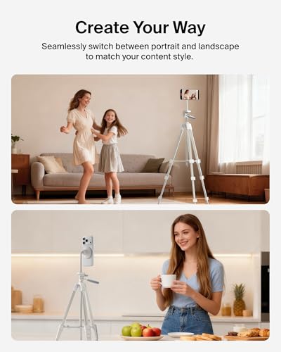 Belkin Stage Magnetic Tripod Phone Mount, MagSafe & Qi2 Compatible | 360-degree rotating holder, for iPhone 17 & 16, Android, TikTok, YouTube, streaming, influencer content - style: Magnetic Phone Holder