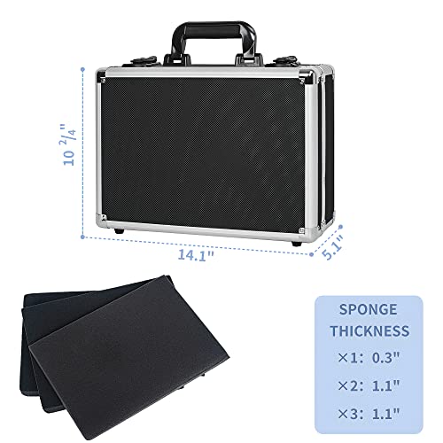14 Inch Hard Shell Carrying Case | Ideal for Wireless Mic System Storage & Camera Gear Transportation with Customizable Pre-Diced DIY Foam - size: Inner：13.6''X 9.6''X 4.6''