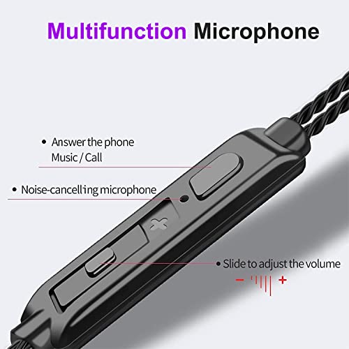 Wired Headphones with Microphone Pack of 6, in-ear Earbuds 3.5mm(Black) | Earphones Wired with Bass-heavy sound,Tangle-free design, Ergonomic in-ear style, and compatibility with all 3.5mm jacks - color: Black