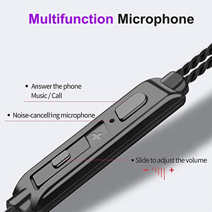 Wired Headphones with Microphone Pack of 6, in-ear Earbuds 3.5mm(Black) | Earphones Wired with Bass-heavy sound,Tangle-free design, Ergonomic in-ear style, and compatibility with all 3.5mm jacks - color: Black