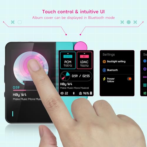 HiBy W4 Bluetooth Headphone Amplifier USB DAC, BT 5.4 & NFC, aptX Lossless LDAC, Dual DAC, DSD512 PCM 768kHz, 2-Inch Touch Screen, CVC Noise Reduction, 3.5mm & 4.4mm Balanced Output - color: Orange