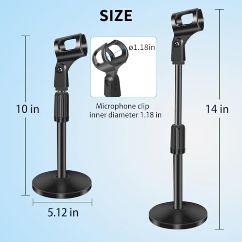 Desktop Microphone Stand, Adjustable Height Desk Mic Stand with Heavy Duty Base & Mic Clip, Universal Table Stand for Blue Yeti, Snowball,10 Inch-14 Inch - size: 1 Pack （10-14 Inch）