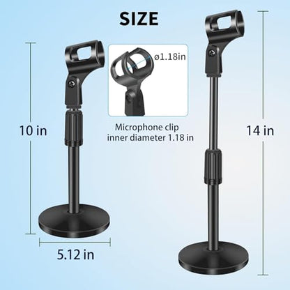 Desktop Microphone Stand, Adjustable Height Desk Mic Stand with Heavy Duty Base & Mic Clip, Universal Table Stand for Blue Yeti, Snowball,10 Inch-14 Inch - size: 1 Pack （10-14 Inch）